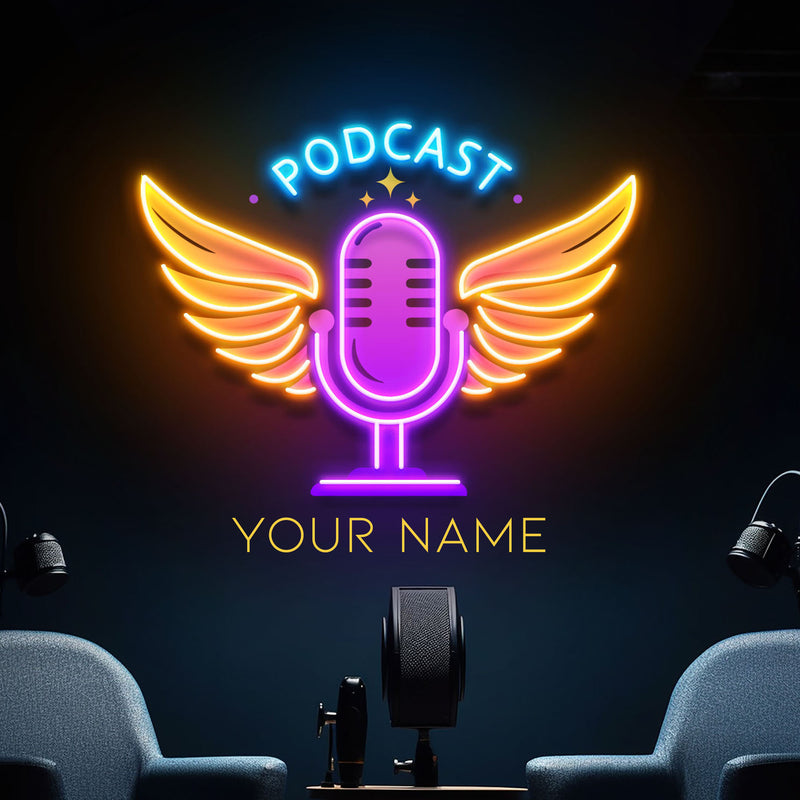 Custom Name Podcast LED Neon Light - Custom Artwork for Studio Decor