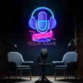 Custom Podcast LED Neon Sign artwork with Microphone and Headphones