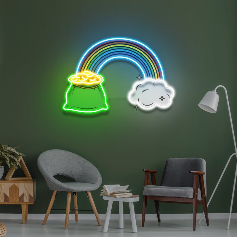 Gold And Cloud Saint Patrick's Day Artwork Led Neon Sign Light