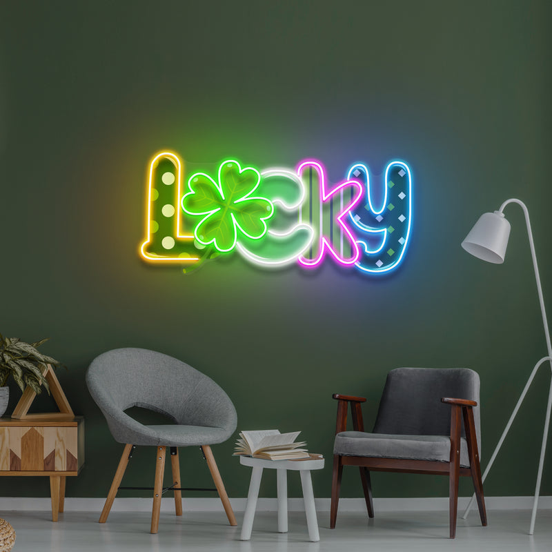 Lucky 2 St Patrick's Day Artwork Led Neon Sign Light