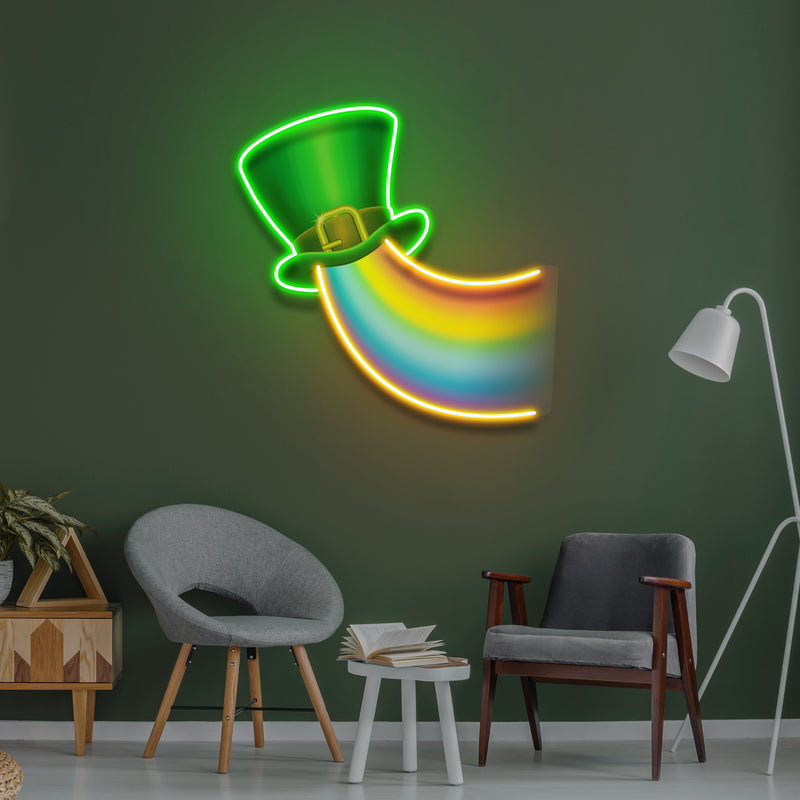 Rainbow Lucky St Patrick's Day Artwork Led Neon Sign Light