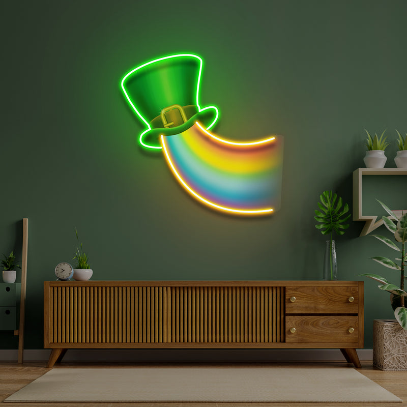 Rainbow Lucky St Patrick's Day Artwork Led Neon Sign Light