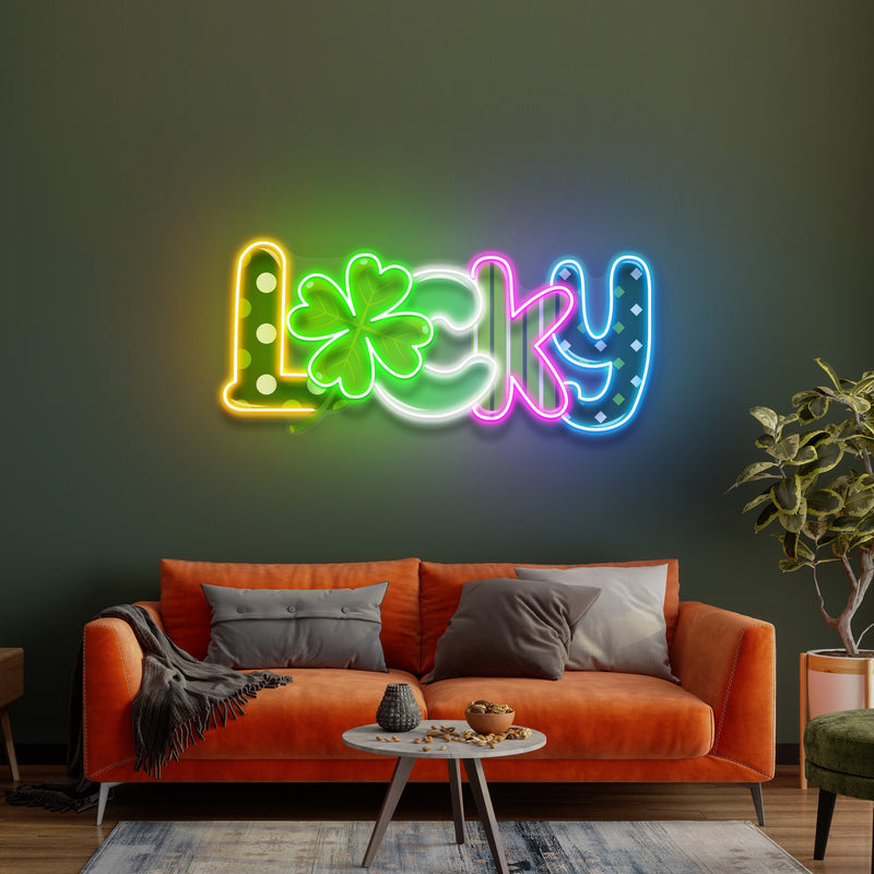 Lucky 2 St Patrick's Day Artwork Led Neon Sign Light