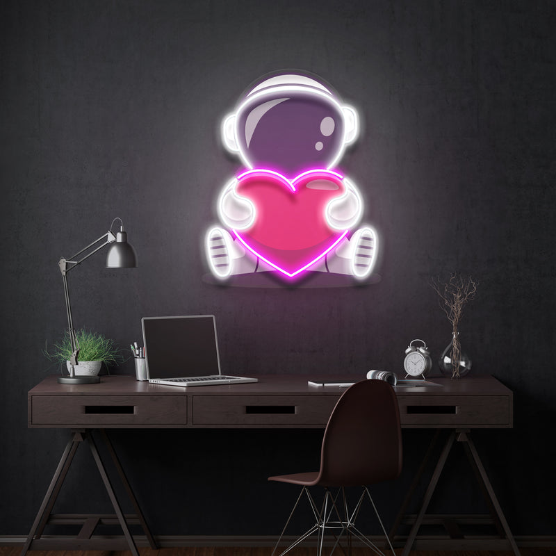 Astronaut With Heart Artwork Led Neon Sign Light