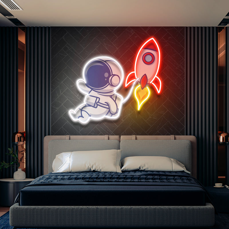 Rocket Astronaut Art work Led Neon Sign Light