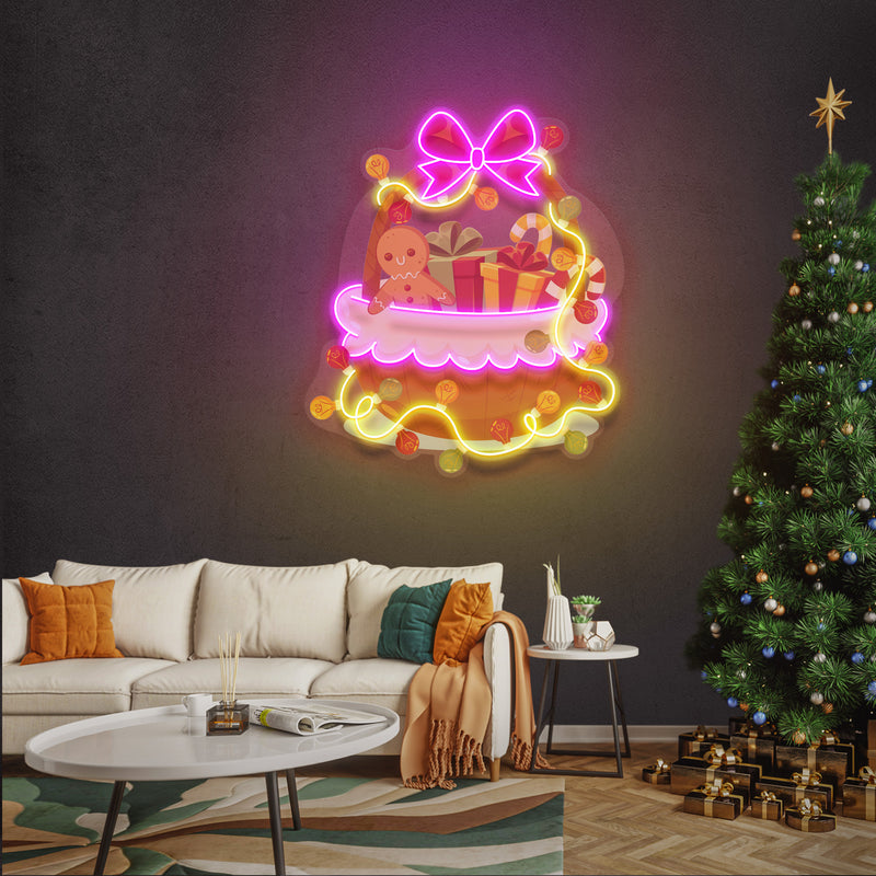Christmas Gift Basket Led Neon Sign Light