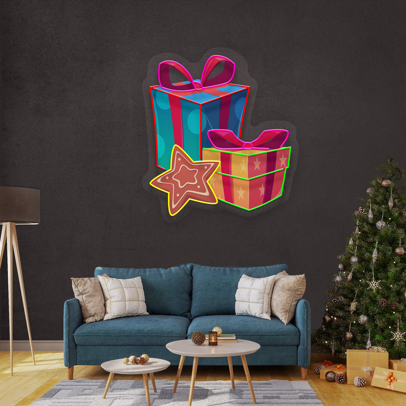 Colorful Christmas Gifts Art work Led Neon Sign Light