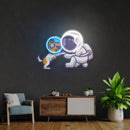 Dog Astronaut in Space Artwork Led Neon Sign Light