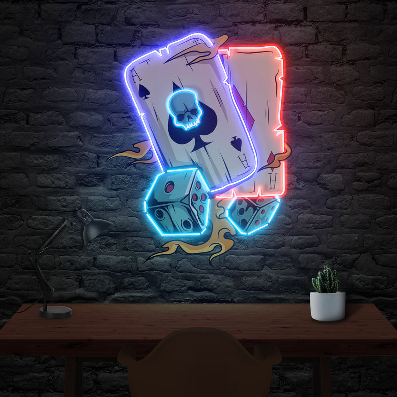 Gambling Poker Art Work Led Neon Sign Light