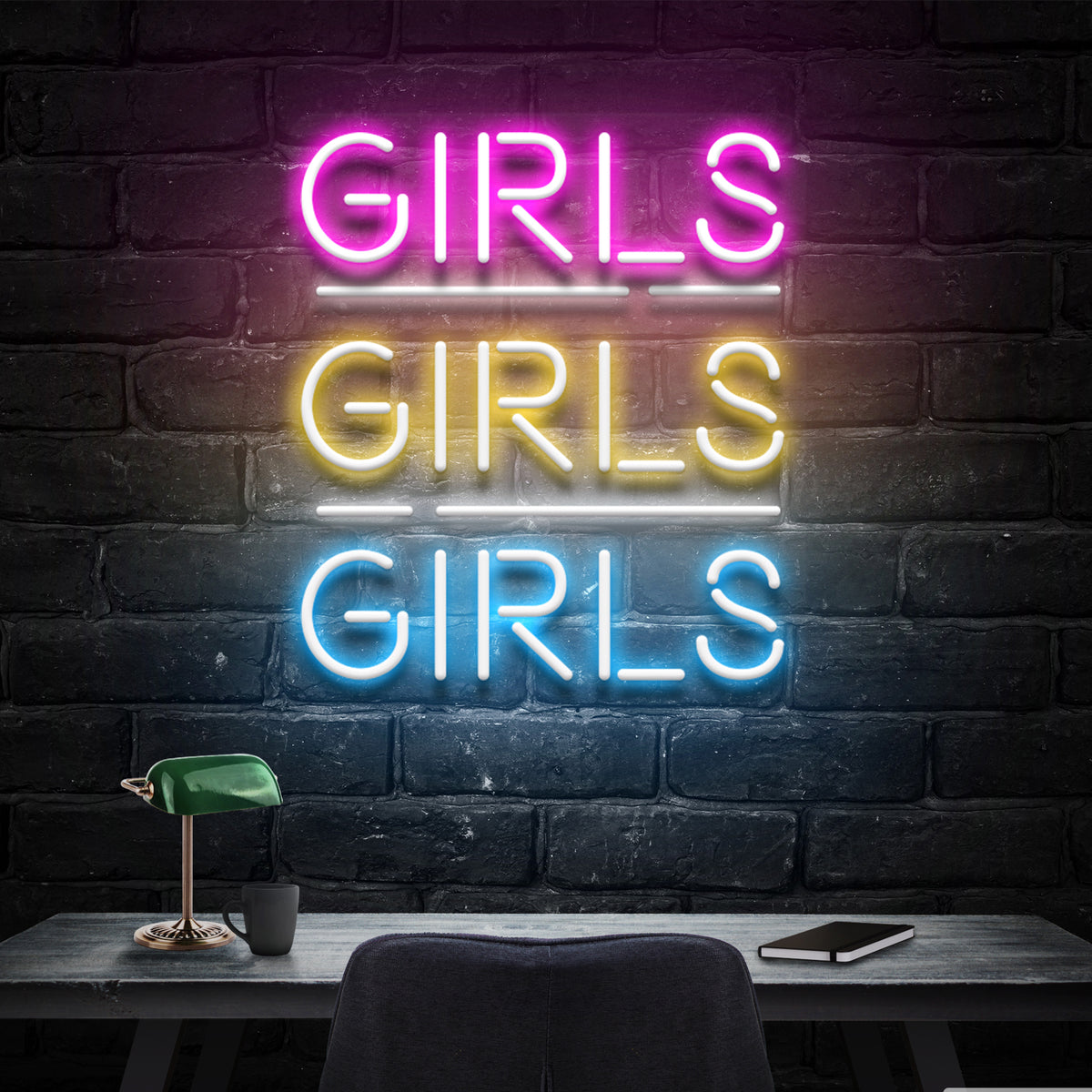 ネオン管　girls NEON SIGN  省エネ　インテリア 10*9インチ Girlsgirlsgirlsmulticolor_1200