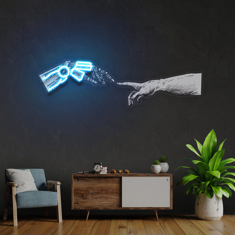 Hand Robot Acrylic Artwork Led Neon Sign Light