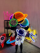 Balloons Astronaut 2 Art work Led Neon Sign Light