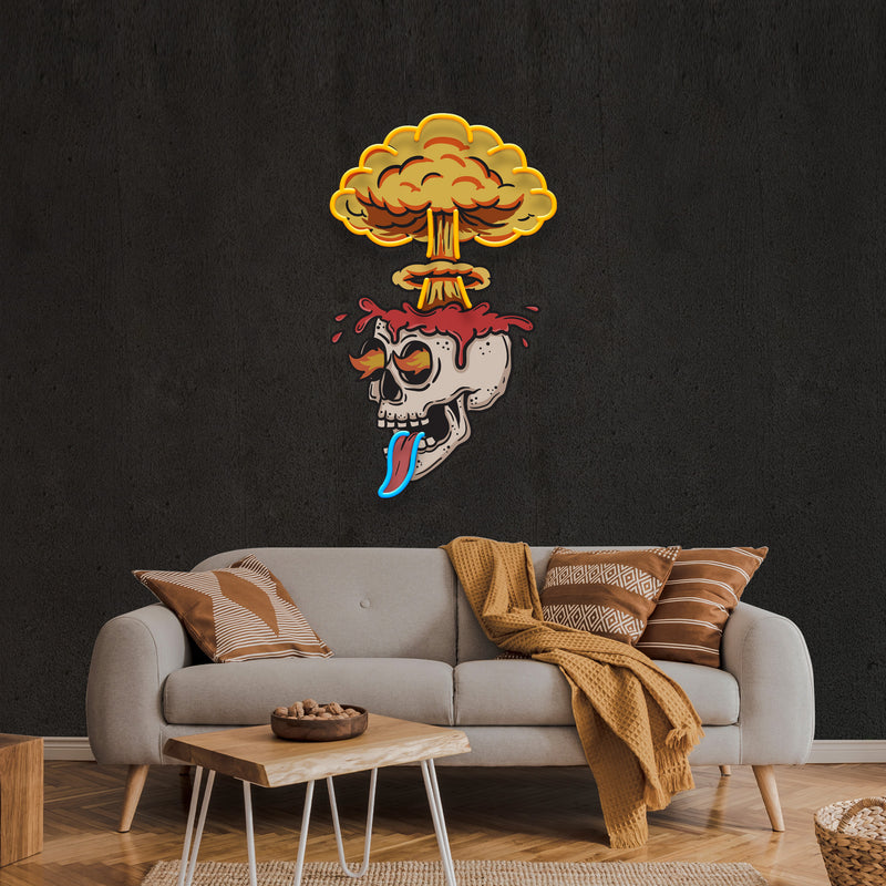 Skull Boom Art work Led Neon Sign Light, Custom Neon Sign, Home Decoration