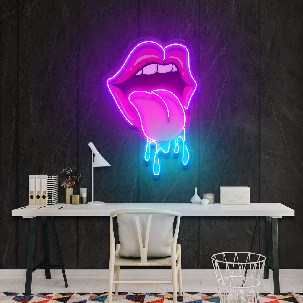 Led Wire Lips Lips Dripping Artwork LED Neon Sign Light