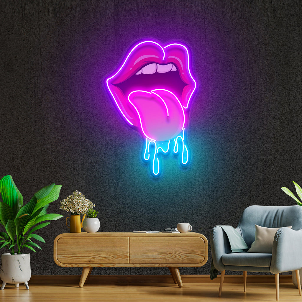 Led Wire Lips Lips Dripping Artwork LED Neon Sign Light