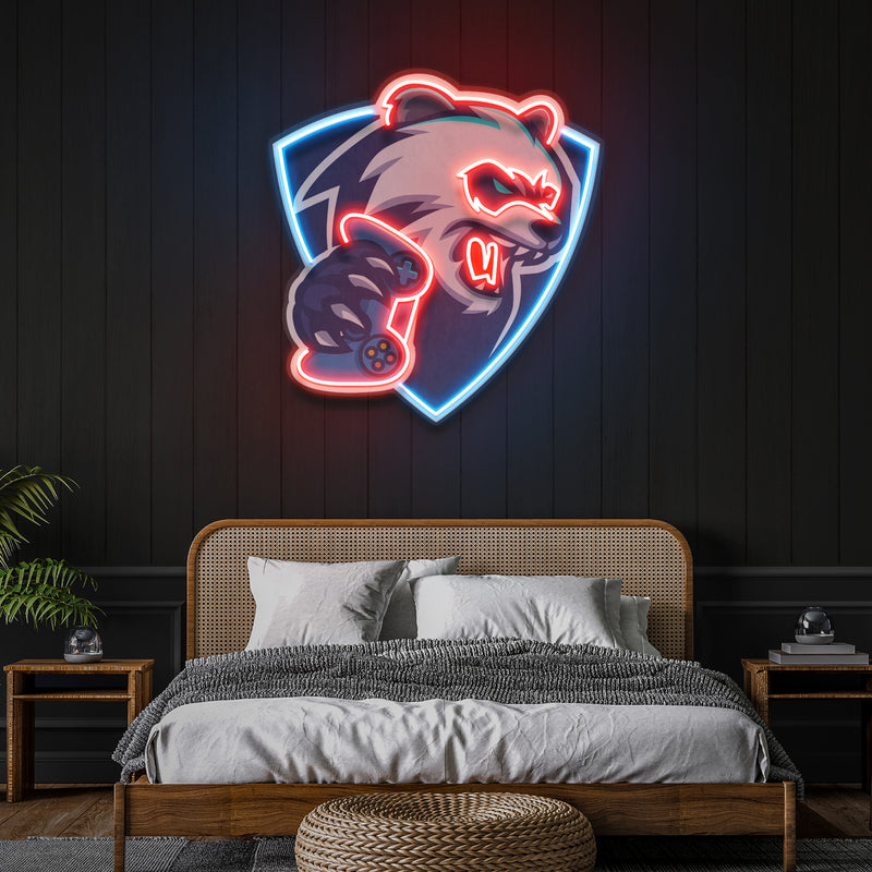 Bear Gamer Artwork Led Neon Sign Light