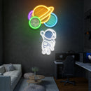 Balloons Astronaut 2 Art work Led Neon Sign Light
