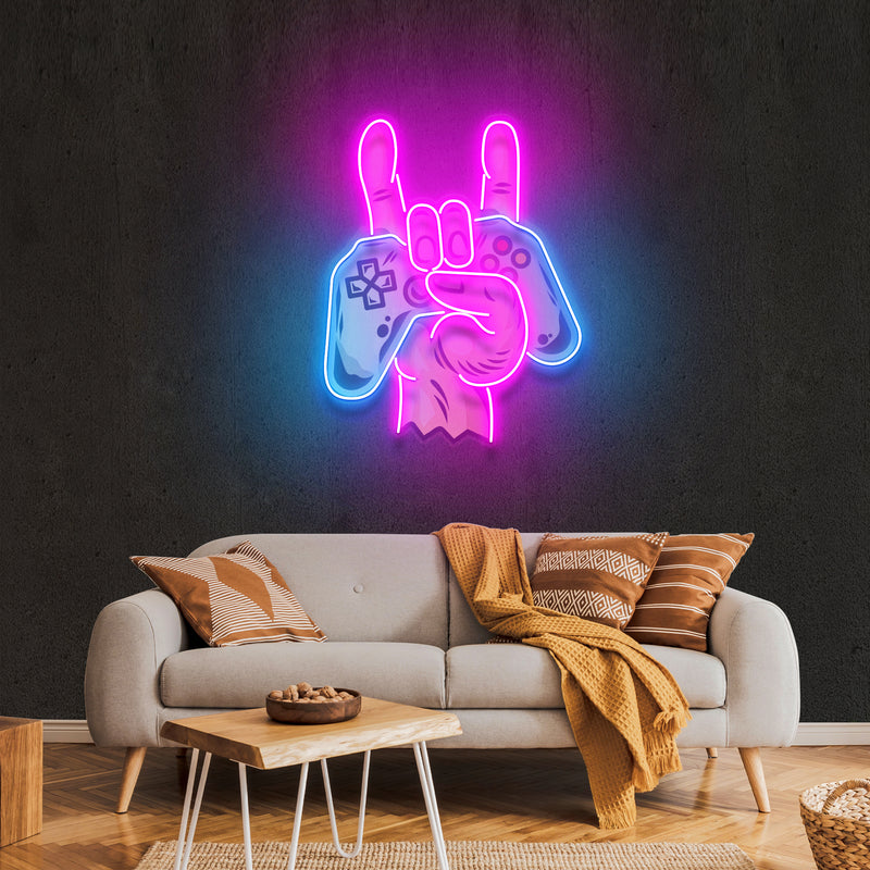 Game Hand Sign Artwork Led Neon Sign Light