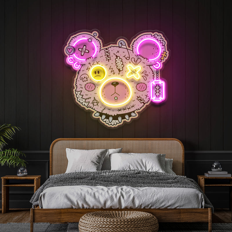 Gangsta Bear Artwork Led Neon Sign Light