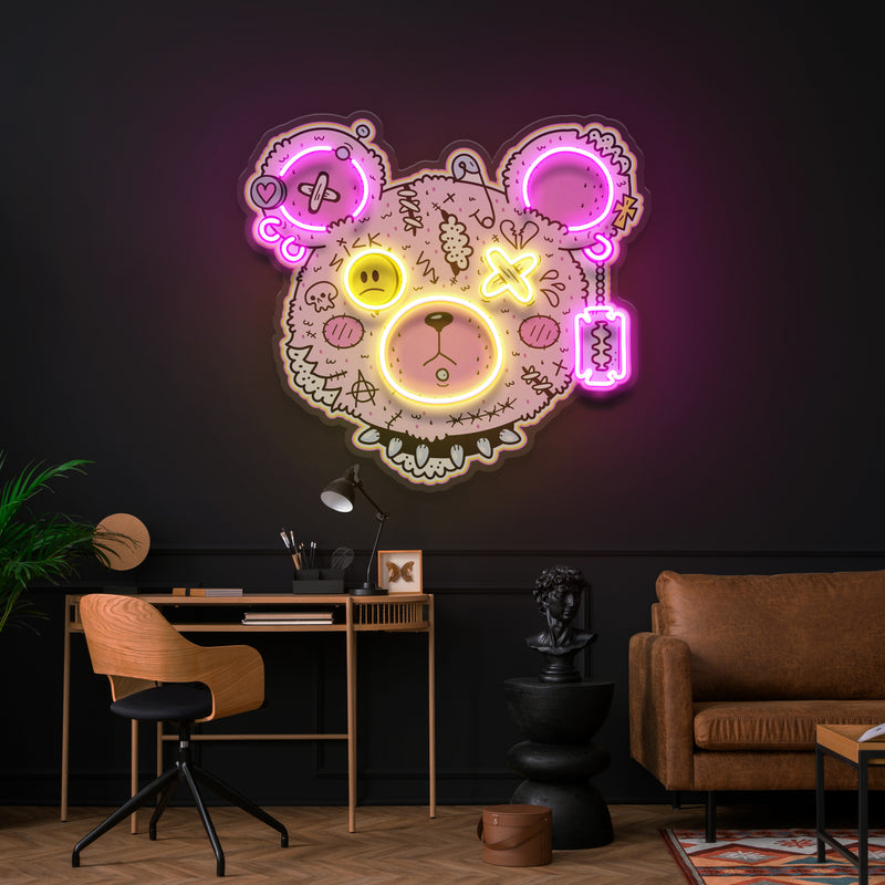 Gangsta Bear Artwork Led Neon Sign Light