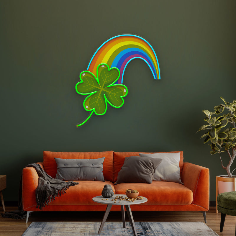 Four Leaf Clover Saint Patrick's Day Artwork Led Neon Sign Light