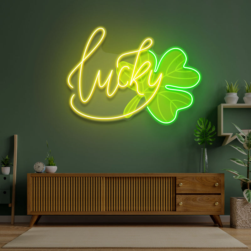 Lucky St Patrick's Day Artwork Led Neon Sign Light