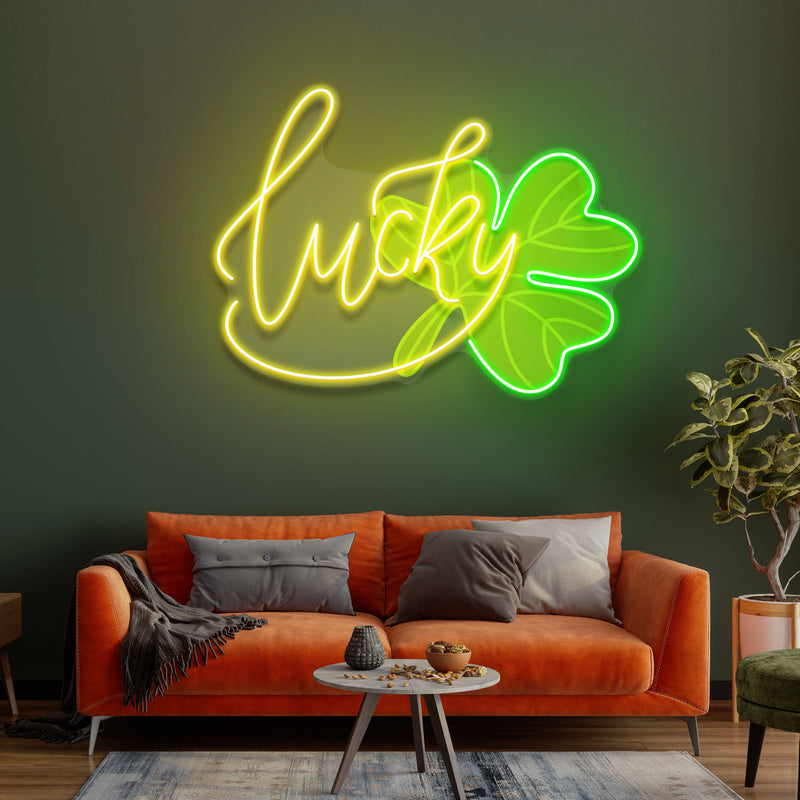 Lucky St Patrick's Day Artwork Led Neon Sign Light