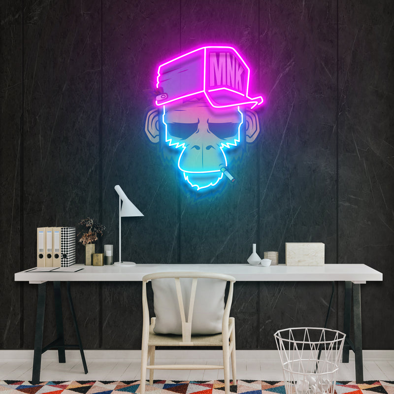 Monkey Led Sign Monkey Smoke Artwork Led Neon Sign Light