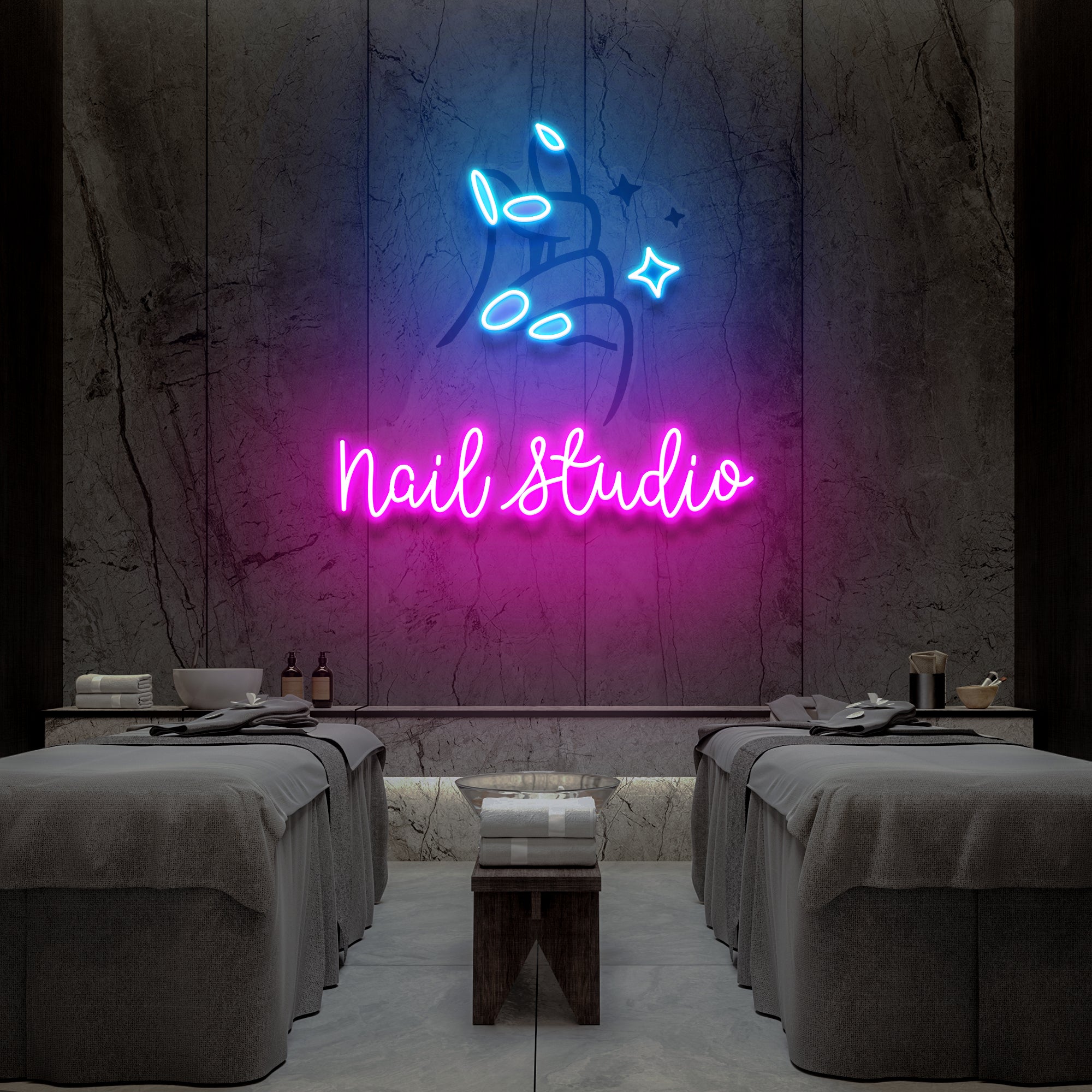 Nail Studio 2 Artwork Led Neon Sign Light, Nail Salon Decoration