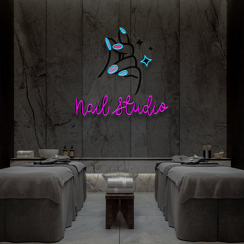Nail Studio 2 Artwork Led Neon Sign Light, Nail Salon Decoration