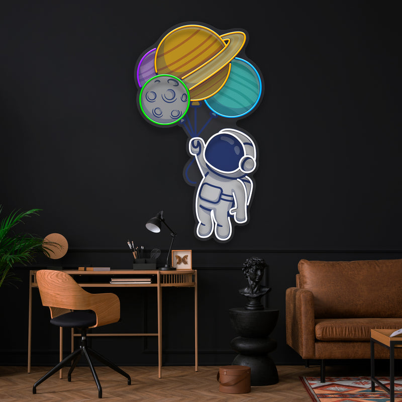 Ballons Astronaut 2 Art work Led Neon Sign Light