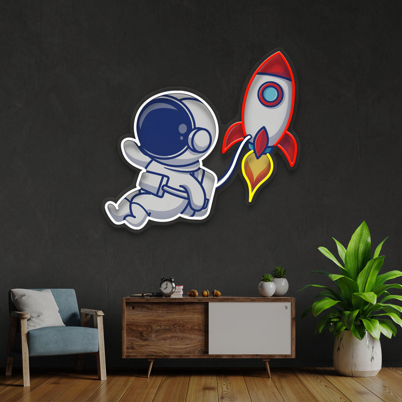 Rocket Astronaut Art work Led Neon Sign Light