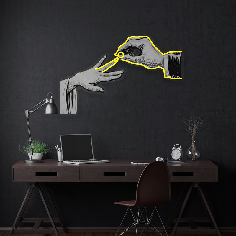 Cuple Hand Sign Hand Couple Artwork Led Neon Sign Light